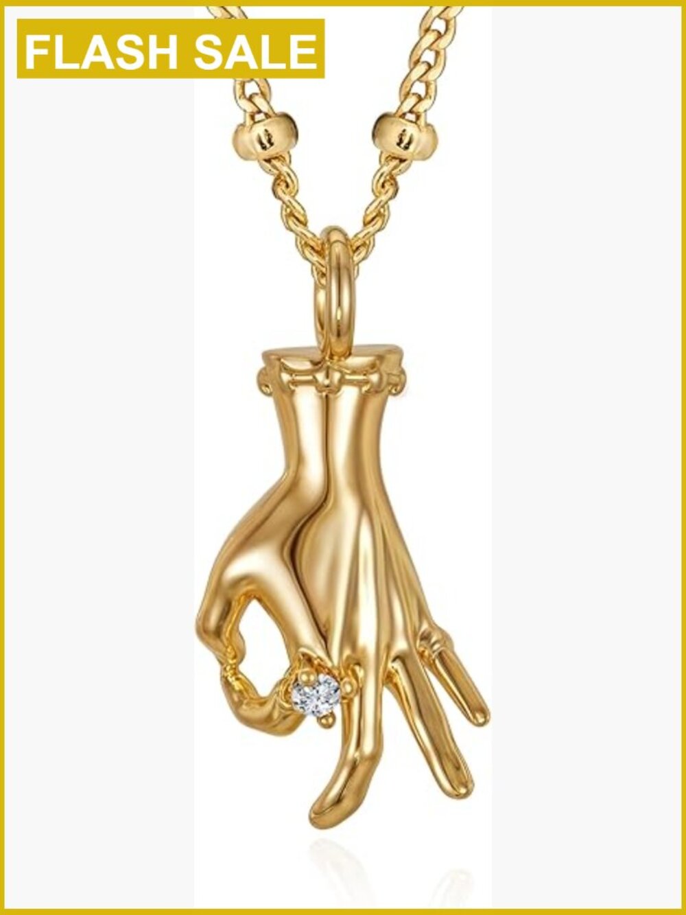 14K Gold Plated Hand Sign Language Pendant Necklace with Extender Chain